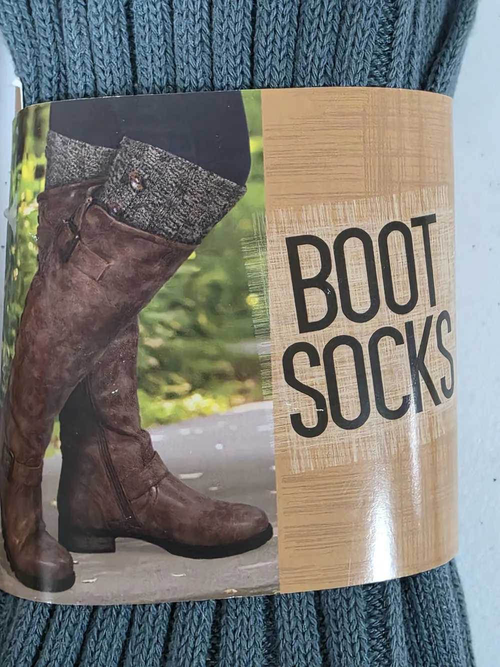 🍂🧦🤎 NWT Boot Socks Bundle 2 Pair Ribbed Knit Button Trim Taupe/Teal Cozy Fall